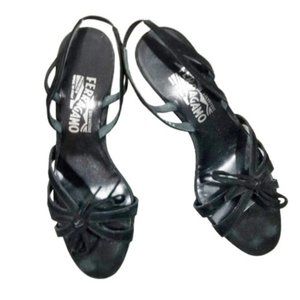 Ferragamo Black Suede strappy slingback sandals 6